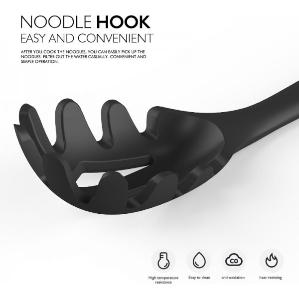 Large Silicone Cooking Utensils Set - Heat Resistant Silicone Kitchen Utensils for Cooking w Wooden Handles, Spatula Set, Kitchen Utensil Gadgets Sets for Non-Stick Cookware, BPA Free (Black)
